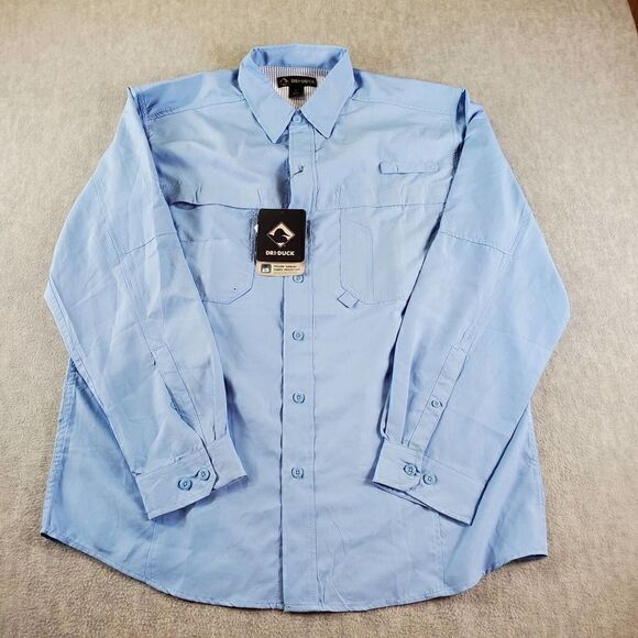 Dri Duck Shirt Mens Large Blue Long Teflon Primos Hunting Button Up - Picture 1 of 8